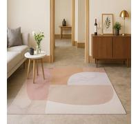 Softlyle Alfombra Salón 70 x 140 cm Alfombra Dormitorio Lavable Pelo Corto Suave y Antideslizante para Pasillo Oficina Comedor Cocina Modern Abstract Pink Beige White Camel