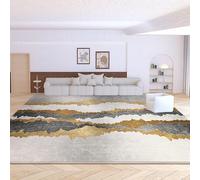 Softlyle Alfombra Salón Grande 140 x 200 cm Alfombra Lavable Pelo Corto Suave Antideslizante para Interiores Sala de Estar Comedor Lavado de Tinta Abstracto Moderno Gris y Amarillo