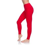 SOFTSAIL - Leggings de algodón para Mujer Cintura Alta Control del Vientre Deportes Gimnasio Fitness Pantalones elásticos para Mujer Color sólido Tallas Grandes Rojo 46 LWP