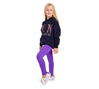 Softsail - Leggings de algodón sólido para niñas, elásticos, ultrasuaves, lisos Morado violeta