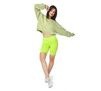 SOFTSAIL Leggings Mujeres Mallas Pantalones Cortos De Ciclista Pantalones De Yoga De Gimnasio Elásticos Transpirables Control De Barriga Cintura Alta Algodón para Damas Que Adelgazan Verde Lima 42