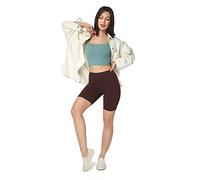 SOFTSAIL Leggings Mujeres Mallas Pantalones Cortos De Ciclista Pantalones De Yoga De Gimnasio Elásticos Transpirables Control De Barriga Cintura Alta Algodón para Damas Que Adelgazan Marrón 38