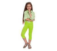 SOFTSAIL Leggings Niña Mallas 3/4 Pantalones Cortos Capri De Algodón para Deportes Baile Gimnasia Transpirables Cómodos Y Elásticos Verde Lima 3 años