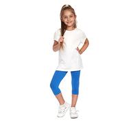 SOFTSAIL Leggings Niña Mallas 3/4 Pantalones Cortos Capri De Algodón para Deportes Baile Gimnasia Transpirables Cómodos Y Elásticos Azul 11 años