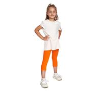 SOFTSAIL Leggings Niña Mallas 3/4 Pantalones Cortos Capri De Algodón para Deportes Baile Gimnasia Transpirables Cómodos Y Elásticos Naranja 4 años