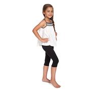 SOFTSAIL Leggings Niña Mallas 3/4 Pantalones Cortos Capri De Algodón para Deportes Baile Gimnasia Transpirables Cómodos Y Elásticos Negro 12 años