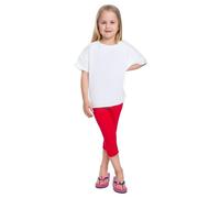 SOFTSAIL Leggings Niña Mallas 3/4 Pantalones Cortos Capri De Algodón para Deportes Baile Gimnasia Transpirables Cómodos Y Elásticos Rojo 7 años