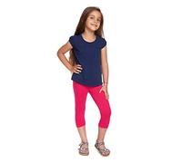 SOFTSAIL Leggings Niña Mallas 3/4 Pantalones Cortos Capri De Algodón para Deportes Baile Gimnasia Transpirables Cómodos Y Elásticos Rosa 9 años