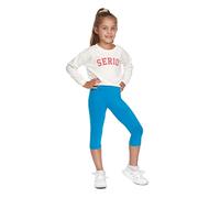 SOFTSAIL Leggings Niña Mallas 3/4 Pantalones Cortos Capri De Algodón para Deportes Baile Gimnasia Transpirables Cómodos Y Elásticos Turquesa 5 años
