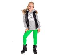 SOFTSAIL Leggings térmicos para niña, de algodón, con forro, para invierno, verde, 10 años