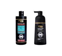 Softto Plus Champú para cabello negro 350 ml + champú de color sin sulfato 400 ml, para cubrir cabellos blancos y grises + protección de color