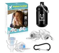 Softvox Tapones para los oídos de avión, 2 pares, evitan el dolor de oídos y reducen el ruido de 25 dB, esenciales para vuelo, reutilizables, suaves para adultos y niños a partir de 12 años, tapones