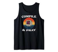 Software Developer Compile & Pray Retro Coder Camiseta sin Mangas