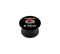 Software Developer Compile & Pray Retro Coder PopSockets PopGrip Adhesivo