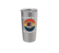 Software Developer Compile & Pray Retro Coder Vaso térmico de acero inoxidable de doble pared