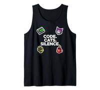 Software Engineer Introvert Code Cats Silence Camiseta sin Mangas