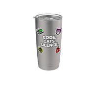Software Engineer Introvert Code Cats Silence Vaso térmico de acero inoxidable de doble pared