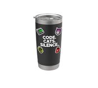 Software Engineer Introvert Code Cats Silence Vaso térmico de acero inoxidable de doble pared