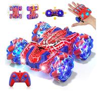 SOGAWEBB Coche de control remoto con detección de gestos de araña, coches RC de doble cara con luz de cuerpo completo, 2.4 GHz controlado a mano recargable RC Stunt Car juguetes para niños 4 5 6 7 8 9
