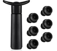 SOGCASE Juego de bomba de vacío para vino y 6 tapones, conservador reutilizable para sellado hermético, mantiene el vino fresco durante más tiempo (1 bomba + 6 tapones)
