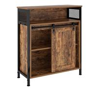 soges Aparador Armario de Cocina, Armario de Almacenamiento con Puerta Corredera con Estantes para Salón, Marrón Rústico y Negro Tinta 70 x 30 x 80 cm