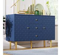 soges Cómoda con Armarios y Cajones, Aparador, Consola, Mueble de Almacenaje con Estante Regulable para Salón, Dormitorio, Azul Marino 120 x 40 x 82 cm