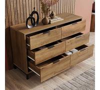 soges Cómoda de 6 Cajones, Unidad de Almacenaje, Armario con Cajones, Mesa Consola, Aparador Alto Buffet para Dormitorio, Sala de Estar, Pasillo o Entrada, 120 x 40 x 76 cm
