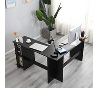soges Escritorio en Forma de L Escritorio de Esquina Grande Escritorio de computadora Mesa de Oficina estación de Trabajo informática Mesa de Juego para Oficina en casa, S1-XTD-SC01-BK