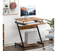 soges Escritorio para Ordenador con Ruedas, Escritorio Móvil, Mesa de Ordenador con Bandeja para Teclado Deslizante para Casa y Oficina, Color Retro