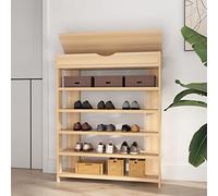 soges Estante para Zapatos de 5 Gradas, Estante de Almacenamiento de Zapatos Organizador Zapatero de Madera, Mueble Zapatero con Compartimento de Almacenaje