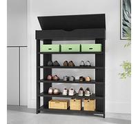 soges Estante para Zapatos de 5 Gradas, Estante de Almacenamiento de Zapatos Organizador Zapatero de Madera, Mueble Zapatero con Compartimento de Almacenaje