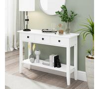 soges Mesa Consola Table Console Mesa Auxiliar con 3 Cajones Mesa de Entrada Mesa de Recibidor Estrecha Blanco 100 x 34 x 71,5 cm (EU1-10BHHFNT-W-3)