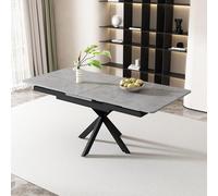 soges Mesa de Comedor Extensible Mesa de Cocina, Mesa Rectangular de Café, Mesa de Ocio, Isla de Cocina para Salón y Comedor, Gray 150/180 x 70 x 76 cm