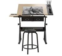 Soges Mesa de Dibujo Ajustable y Pintura - Estación de Artesanía Con Tablero Inclinable y Taburete S1-CZKLD-026