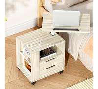 soges Mesilla de Noche 50 × 40 × 46 cm Escritorio se Puede Girar e inclinar para Cama y sofá Mesa de Ordenador portátil Madera CT1-MP