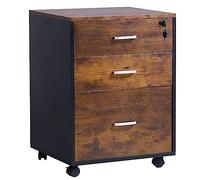 soges - Organizador de archivos, cajón de almacenamiento, cajón de escritorio con ruedas para respaldo bloqueable, 3 cajones móviles con cajón, retro