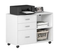 sogesfurniture Armario de oficina móvil con 2 compartimentos abiertos y 3 cajones, armario auxiliar multiusos para guardar archivos, utensilios de oficina, 79,5 x 40 x 62,5 cm