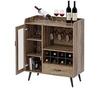 sogesfurniture Armario para Vino con botellero y Soporte de Cristal Integrado, Armario Buffet de Madera, aparador con cajón y Puerta de Cristal, Almacenamiento de Vino para Cocina, Comedor, Bar, 75 x