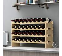 sogesfurniture Botellero de Madera para 32 Botellas de Vino con 4 Niveles, Soporte para Botellero Estante de Vino para Estantería de Presentación de Cocina y Barra, BHEU-BY-WS4832M