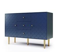 sogesfurniture Cómoda con 2 puertas y 3 cajones, estante ajustable, armario multiusos para dormitorio, salón, entrada, 120 x 40 x 82 cm, azul marino
