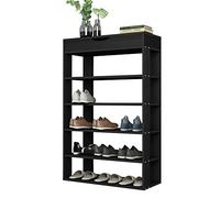 sogesfurniture DIY Zapatero de Madera con 5 Niveles Estantería Zapatero para hasta 20 Zapatos, 75x30x94cm, Organizador de Almacenamiento de Zapatos Multiuso, Negro BHEU-L24-BK