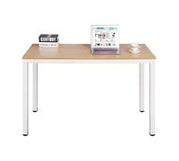 sogesfurniture Escritorios 100x60 cm Mesa de Ordenador Escritorios para Computadora Escritorio de Oficina Mesa de Estudio Mesa de Trabajo de Madera y Acero, Teca & Blanco AC3TW-100-SF