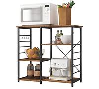 sogesfurniture Estante de Cocina Estantería para Microondas Estantería Metálica, 3 Niveles Baker's Rack Soporte para Carro de Microondas Estantes de Almacenamiento, Marrón Retro BHEU-171-FG