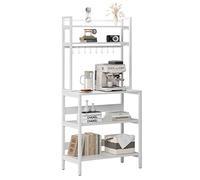 sogesfurniture Estante para Microondas, Estante para Comedor y Cocina, Estante de 5 Niveles, con 8 Ganchos de Metal, Marco de Metal Estable, Dimensión: 80 x 40 x 169,5 cm, Color: Blanco