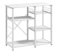 sogesfurniture Estantería de Cocina de pie, Soporte para microondas, Estante de panadería, Estable de Metal, estantería para el hogar, Ahorro de Espacio, 90 x 40 x 83 cm, Blanco