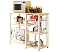 sogesfurniture Estantería de Cocina Estante de Microondas en Metálica con 3 Niveles Baker's Rack Soporte para Carro de Microondas Estantes de Almacenamiento, Arce Blanco W5S-MO-BH
