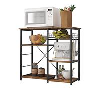 sogesfurniture Estantería de Cocina Estante de Microondas en Metálica con 3 Niveles Baker's Rack Soporte para Carro de Microondas Estantes de Almacenamiento, Marrón Retro BHEU-W5S-FG