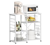 sogesfurniture Estantería de Cocina, Estante para microondas, Armario de Cocina, Nivel de Apoyo de Cocina, Estante Abierto de pie con Ganchos, 90 x 40 x 83 cm, Estructura metálica, Blanco