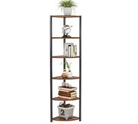 sogesfurniture Estantería de Esquina, Biblioteca de Esquina de 6 Niveles, Estantería de Escalera, Estante de Almacenamiento para Salón, Dormitorio, Balcón, Diseño Industrial, 34 x 34 x 165 cm