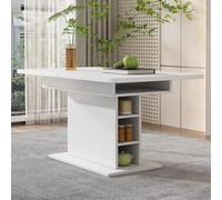 sogesfurniture Mesa de comedor extensible con espacio de almacenamiento, mesa de comedor rectangular, mesa de comedor extensible, mesa de cocina para cocina, comedor, sala de estar, 130 x 70 x 75 cm,